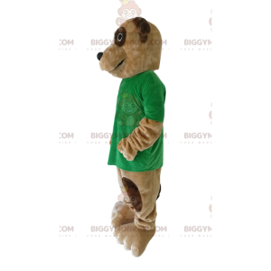 Costume mascotte cane BIGGYMONKEY™ marrone con t-shirt verde -