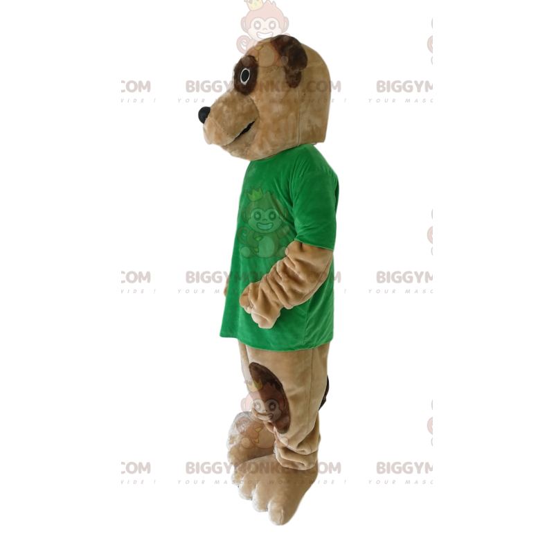 Costume mascotte cane BIGGYMONKEY™ marrone con t-shirt verde -