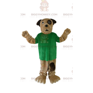 Costume mascotte cane BIGGYMONKEY™ marrone con t-shirt verde -