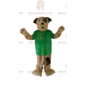 Bruine hond BIGGYMONKEY™ mascottekostuum met groen T-shirt -