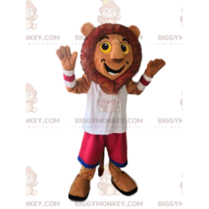 Costume de mascotte BIGGYMONKEY™ de lion très heureux avec un