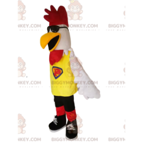 White Chicken BIGGYMONKEY™ Mascot Costume With Sunglasses –