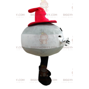 Fantasia de mascote BIGGYMONKEY™ boneco de neve cinza redondo