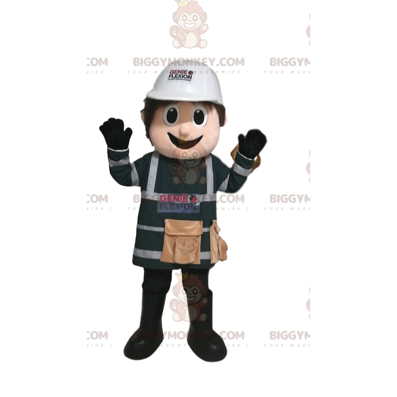 Traje de mascote Handyman BIGGYMONKEY™ com capacete branco –