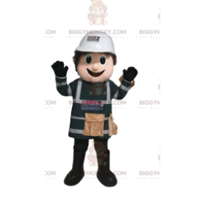 Traje de mascote Handyman BIGGYMONKEY™ com capacete branco –