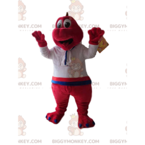 Fuchsia Dinosaur BIGGYMONKEY™ Mascot Costume with White Shirt -