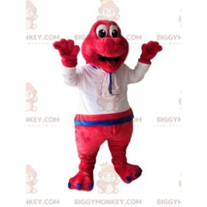 Fuchsia Dinosaur BIGGYMONKEY™ Mascot Costume with White Shirt -