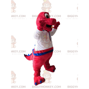 Costume de mascotte BIGGYMONKEY™ de dinosaure fushia avec une