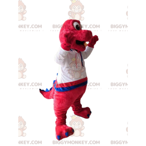 Disfraz de mascota BIGGYMONKEY™ de dinosaurio fucsia con camisa