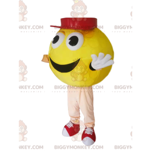 BIGGYMONKEY™ Μασκότ Κοστούμι Κίτρινο Στρογγυλό Άνδρα με Κόκκινο