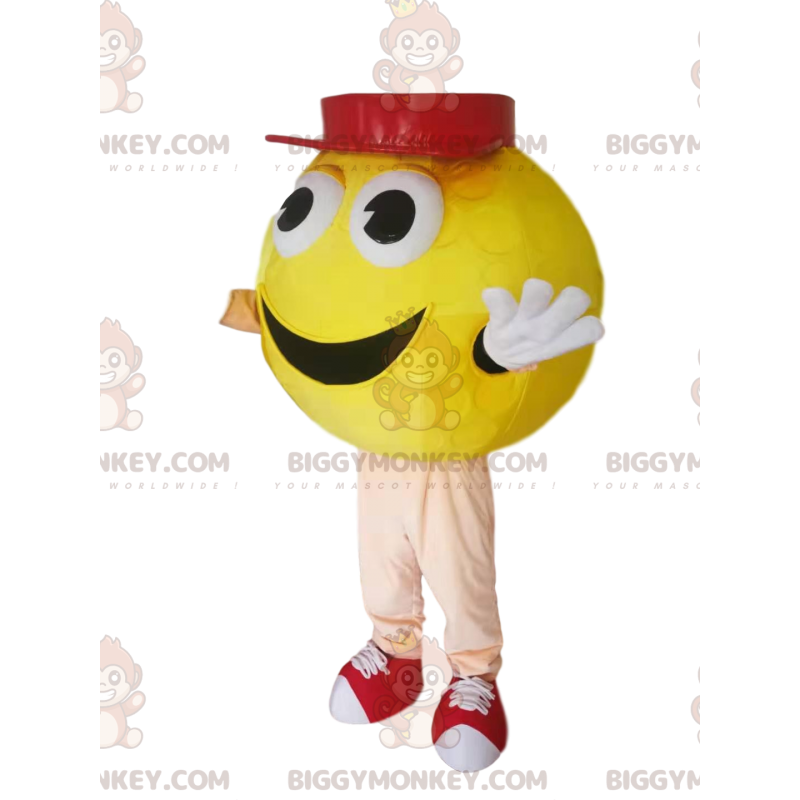 BIGGYMONKEY™ Mascot Costume Yellow Round Man With Red Cap –