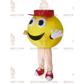 BIGGYMONKEY™ Mascottekostuum Gele ronde man met rode muts -