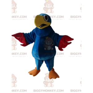 Kostým maskota BIGGYMONKEY™ Modrý papoušek s krásným žlutým
