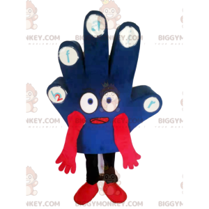 Costume de mascotte BIGGYMONKEY™ de main bleue avec de grands