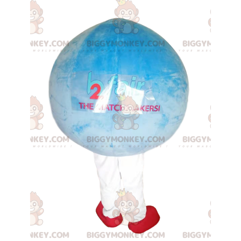 Super Smiling Sky Blue Round Balloon BIGGYMONKEY™ Mascot