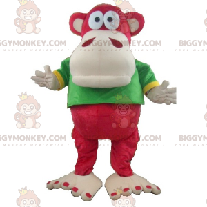 Red and Tan Monkey BIGGYMONKEY™ Mascot Costume with Green and