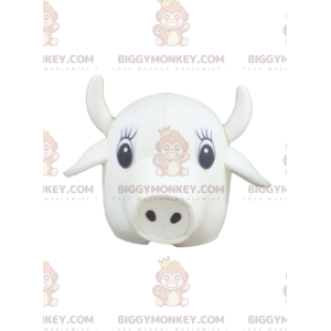Fantasia de mascote BIGGYMONKEY™ Cabeça de Vaca Branca –