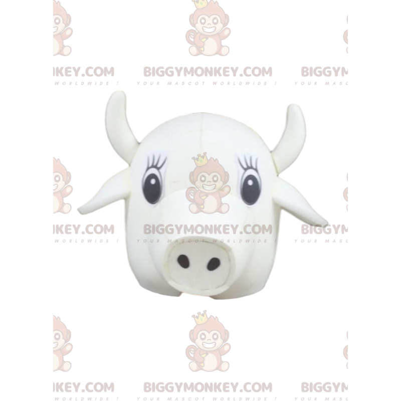 Costume de mascotte BIGGYMONKEY™ de tête de vache blanche -