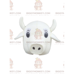 Costume de mascotte BIGGYMONKEY™ de tête de vache blanche -