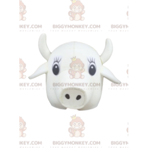 Fantasia de mascote BIGGYMONKEY™ Cabeça de Vaca Branca –