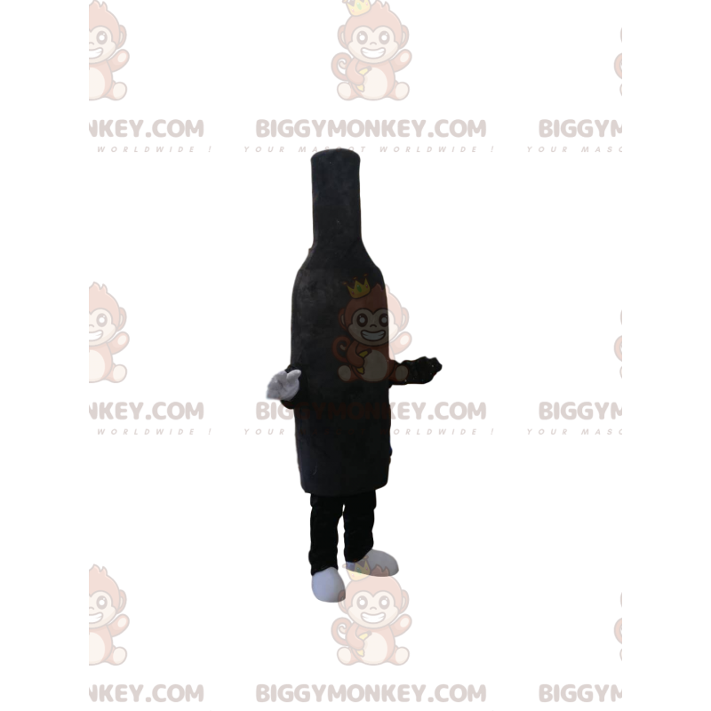 Costume de mascotte BIGGYMONKEY™ de bouteille noire en velours