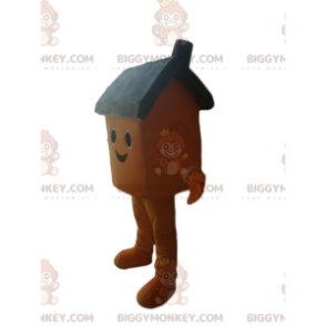Costume da mascotte BIGGYMONKEY™ della casa marrone sorridente