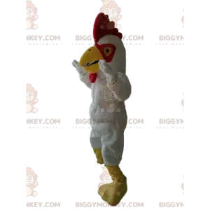 BIGGYMONKEY™ Mascot Costume White Rooster With Gorgeous Red
