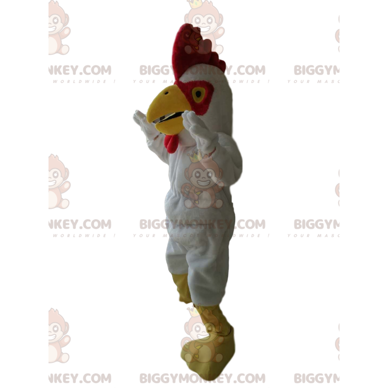 BIGGYMONKEY™ Maskottchen-Kostüm Weißer Hahn mit wunderschönem