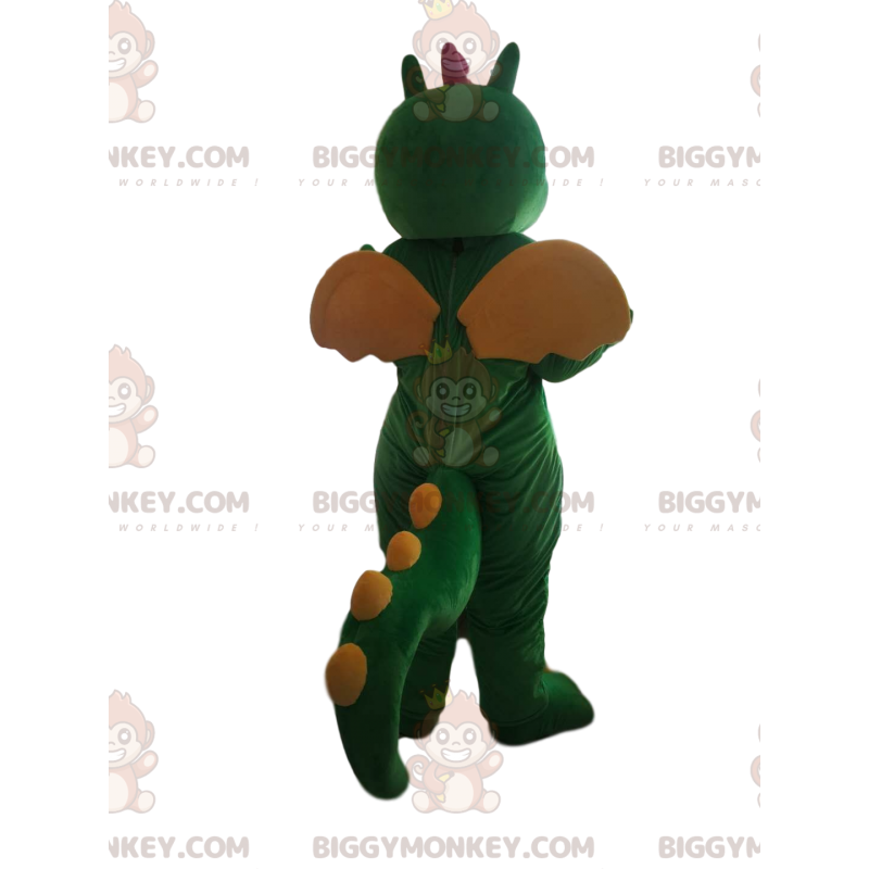 Kostým maskota BIGGYMONKEY™ Zelený a žlutý dinosaurus s křídly