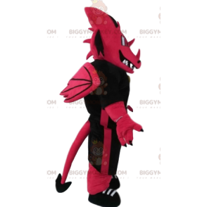 Amenazante disfraz de mascota dragón fucsia BIGGYMONKEY™ con