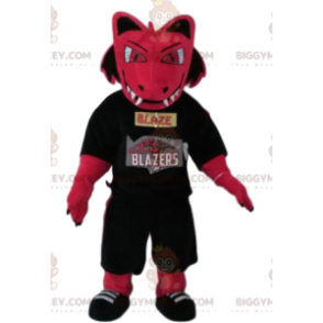 Costume de mascotte BIGGYMONKEY™ de dragon fushia menaçant avec