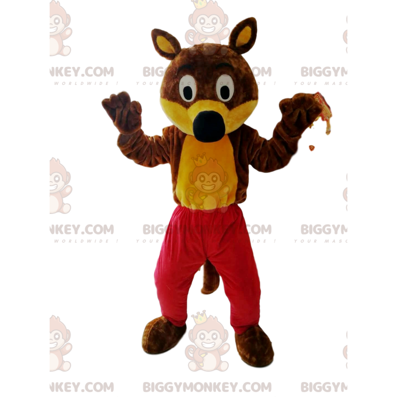 Funny Brown and Yellow Wolf BIGGYMONKEY™ Mascot Costume with