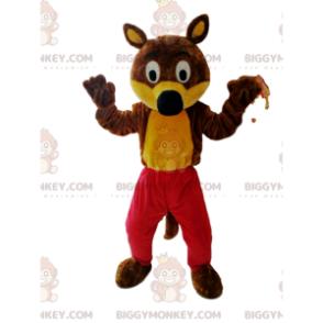 Funny Brown and Yellow Wolf BIGGYMONKEY™ Mascot Costume with