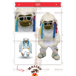 Traje de mascote BIGGYMONKEY™ Fat White Yeti com dreadlocks