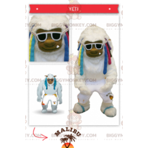 BIGGYMONKEY™ Fat White Yeti Mascot Costume with Colorful