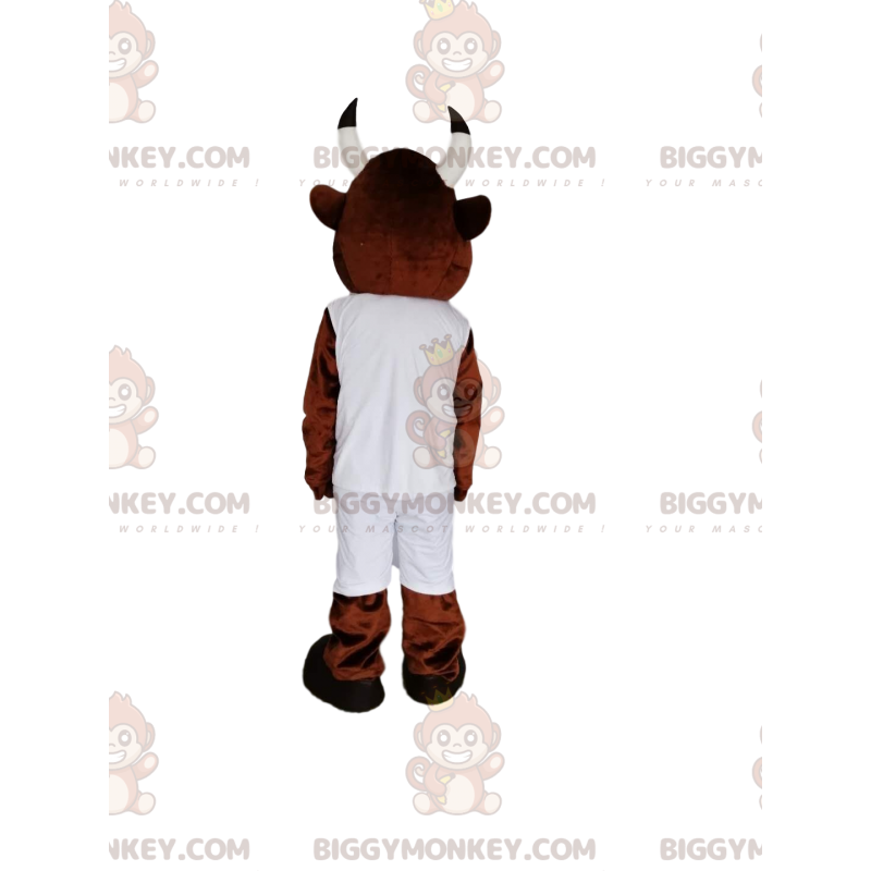 Brown Cow BIGGYMONKEY™ Mascot Costume With White Sportswear –