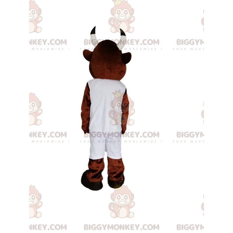 Costume de mascotte BIGGYMONKEY™ de vache marron avec une tenue