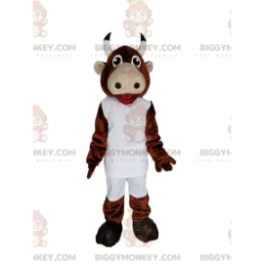 Traje de mascote de vaca marrom BIGGYMONKEY™ com roupas