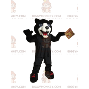 Costume de mascotte BIGGYMONKEY™ de panthère noire et blanche