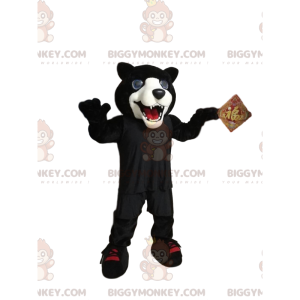 Děsivý kostým černobílého pantera BIGGYMONKEY™ maskota –