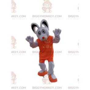 White Mouse BIGGYMONKEY™ Mascot Costume with Orange Outfit –