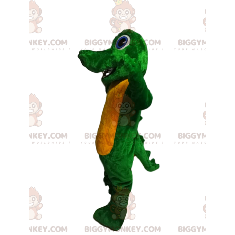 BIGGYMONKEY™ Costume da mascotte Drago verde e giallo con