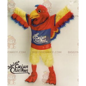 BIGGYMONKEY™ Alle behårede kæmpe rød gul blå fugle maskot