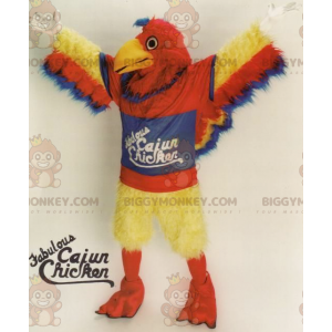 BIGGYMONKEY™ Costume da mascotte da uccello rosso giallo blu