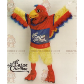 BIGGYMONKEY™ Alle behårede kæmpe rød gul blå fugle maskot