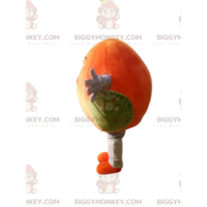 Orange Peach BIGGYMONKEY™ mascottekostuum met mooie groene