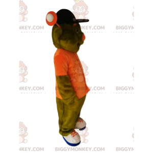 Groen Alien BIGGYMONKEY™-mascottekostuum met oranje shirt -