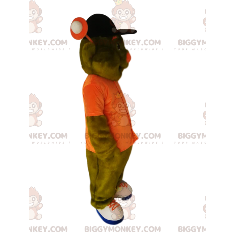 Groen Alien BIGGYMONKEY™-mascottekostuum met oranje shirt -