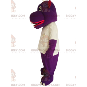 Fato de mascote de hipopótamo roxo BIGGYMONKEY™ com t-shirt