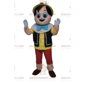 BIGGYMONKEY™ Pinokkio-maskottiasu, jossa on suuret ihmettelevät